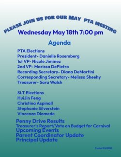 May PTA meeting flyer